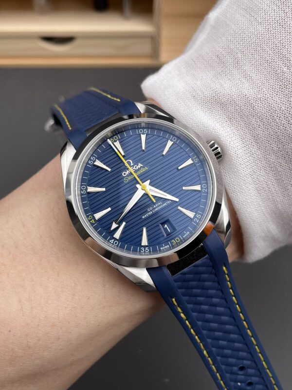 Omega Aqua Terra 41mm  1:1 Best Edition Summer Blue Dial on Blue Rubber Strap A8900 Super Clone