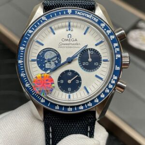 Omega Snoopy Sapphire Crystal White Dial on BLUE Nylon Strap Manual Winding Chrono Movement