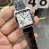 Cartier Santos Dumont 31.4mm SS 1:1 Best Edition Silver Dial on Black Leather Strap A157