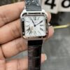 Cartier Santos Dumont 31.4mm SS 1:1 Best Edition Silver Dial on Black Leather Strap A157