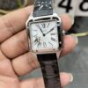 Cartier Santos Dumont 31.4mm SS 1:1 Best Edition Silver Dial on Black Leather Strap A157
