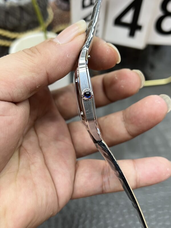 Cartier Santos Dumont 31.4mm SS 1:1 Best Edition Silver Dial on Black Leather Strap A157