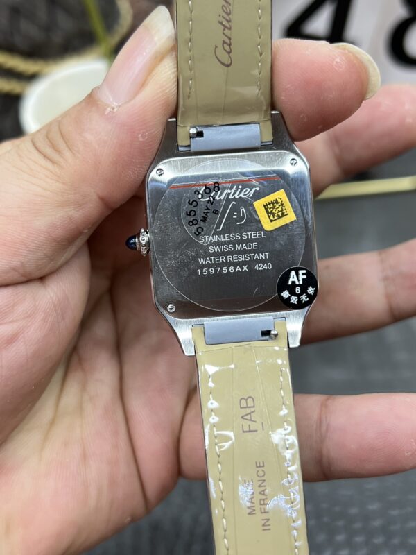 Cartier Santos Dumont 31.4mm SS 1:1 Best Edition Silver Dial on Black Leather Strap A157