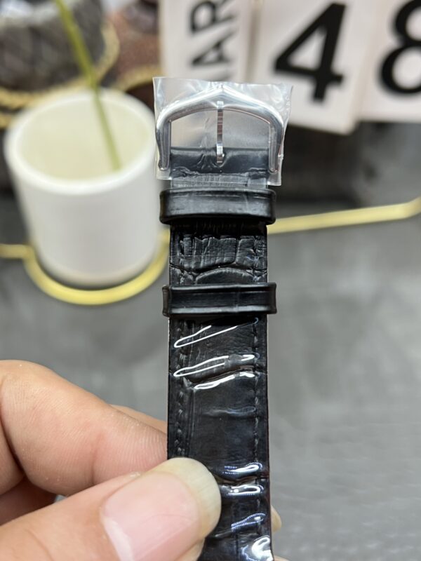 Cartier Santos Dumont 31.4mm SS 1:1 Best Edition Silver Dial on Black Leather Strap A157