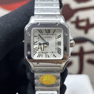 Cartier Santos  34.5mm SS 1:1 Best Edition  Silver  Dial on SmartLinks Bracelet Ronda Quartz