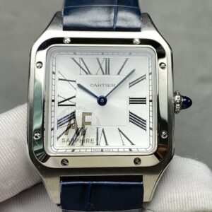 Cartier Santos Dumont 31.4mm SS 1:1 Best Edition Silver Dial on blue Leather Strap A157