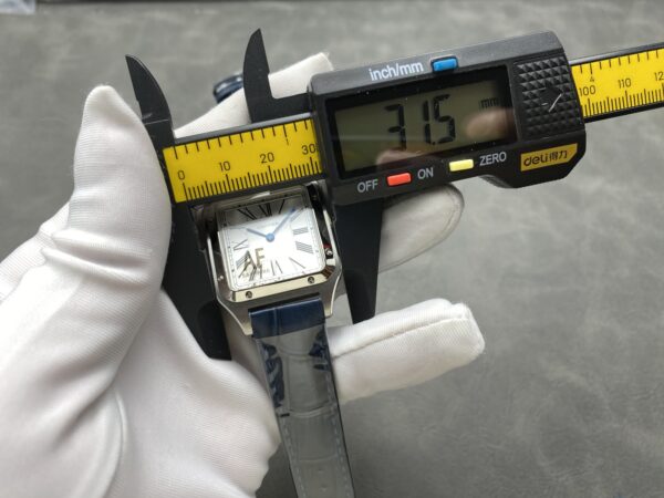 Cartier Santos Dumont 31.4mm SS 1:1 Best Edition Silver Dial on blue Leather Strap A157