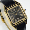 Cartier Santos Dumont 31.4mm SS 1:1 Best Edition gold black Dial on black Leather Strap A157