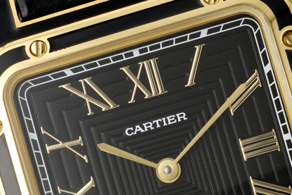 Cartier Santos Dumont 31.4mm SS 1:1 Best Edition gold black Dial on black Leather Strap A157