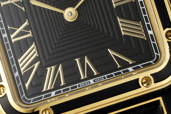 Cartier Santos Dumont 31.4mm SS 1:1 Best Edition gold black Dial on black Leather Strap A157