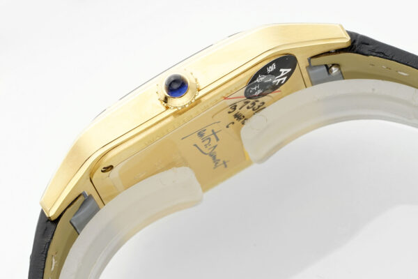 Cartier Santos Dumont 31.4mm SS 1:1 Best Edition gold black Dial on black Leather Strap A157