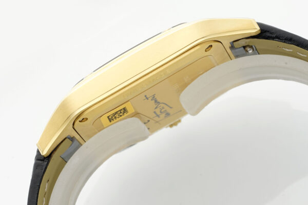 Cartier Santos Dumont 31.4mm SS 1:1 Best Edition gold black Dial on black Leather Strap A157