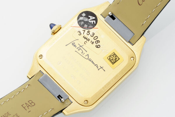 Cartier Santos Dumont 31.4mm SS 1:1 Best Edition gold black Dial on black Leather Strap A157