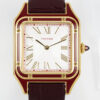 Cartier Santos Dumont 31.4mm SS 1:1 Best Edition  gold case  white Dial on red Leather Strap A157