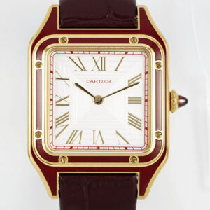 Cartier Santos Dumont 31.4mm SS 1:1 Best Edition  gold case  white Dial on red Leather Strap A157