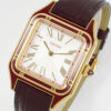 Cartier Santos Dumont 31.4mm SS 1:1 Best Edition  gold case  white Dial on red Leather Strap A157