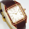 Cartier Santos Dumont 31.4mm SS 1:1 Best Edition  gold case  white Dial on red Leather Strap A157