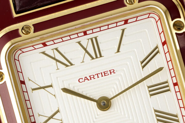 Cartier Santos Dumont 31.4mm SS 1:1 Best Edition  gold case  white Dial on red Leather Strap A157