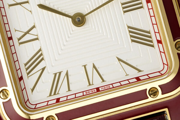 Cartier Santos Dumont 31.4mm SS 1:1 Best Edition  gold case  white Dial on red Leather Strap A157