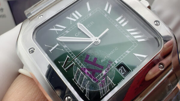 Cartier Santos  Cartier 40mm SS 1:1 Best Edition Green Dial on SS SmartLinks Bracelet MIYOTA 9015