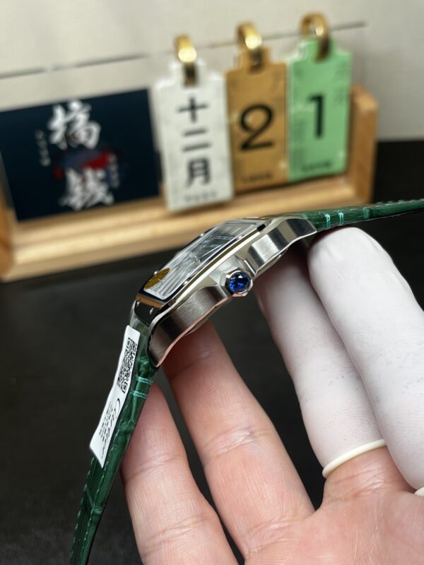 Cartier Santos 40mm SS 1:1 Best Edition Green Dial on SS SmartLinks Leather Strap MIYOTA 9015
