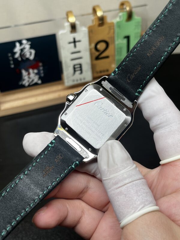 Cartier Santos 40mm SS 1:1 Best Edition Green Dial on SS SmartLinks Leather Strap MIYOTA 9015