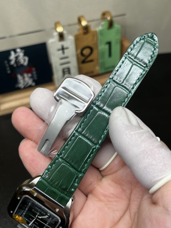 Cartier Santos 40mm SS 1:1 Best Edition Green Dial on SS SmartLinks Leather Strap MIYOTA 9015