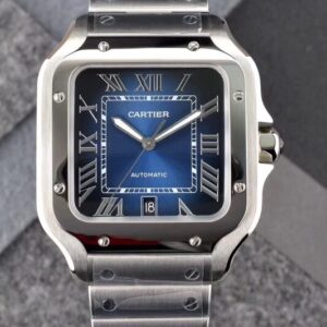 Cartier Santos  40mm SS  1:1 Best Edition Blue Dial on SS SmartLinks Bracelet MIYOTA 9015
