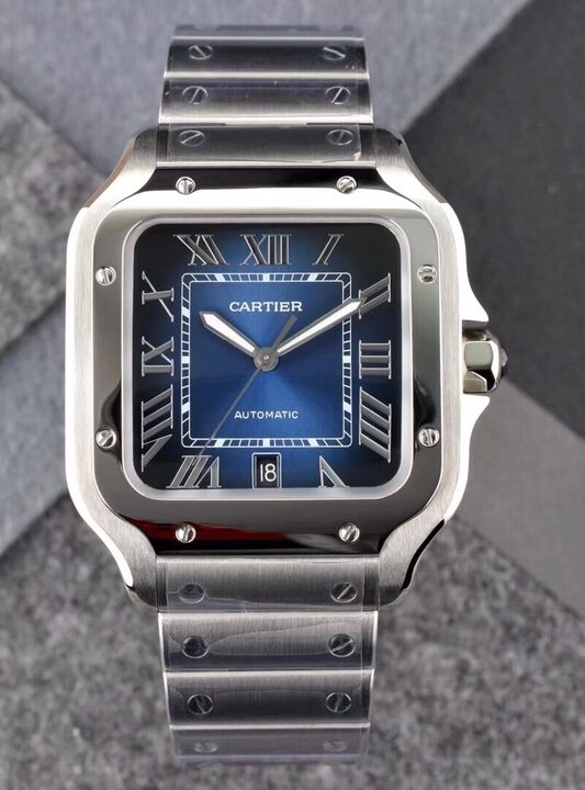 Cartier Santos  40mm SS  1:1 Best Edition Blue Dial on SS SmartLinks Bracelet MIYOTA 9015