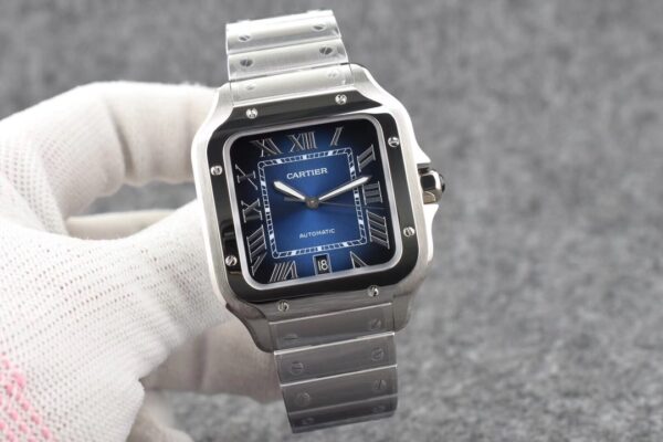 Cartier Santos  40mm SS  1:1 Best Edition Blue Dial on SS SmartLinks Bracelet MIYOTA 9015