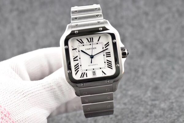 Cartier Santos  40mm SS  1:1 Best Edition white Dial on SS SmartLinks Bracelet MIYOTA 9015