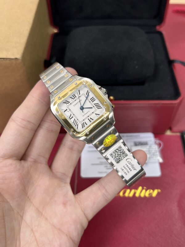 Cartier Santos  35mm SS  1:1 Best Edition white Dial on SS SmartLinks Bracelet MIYOTA 9015