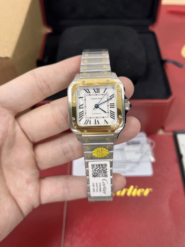 Cartier Santos  35mm SS  1:1 Best Edition white Dial on SS SmartLinks Bracelet MIYOTA 9015