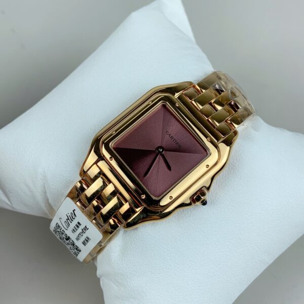 Cartier Panthère Ladies gold 27mm SS/YG  1:1 Best Edition Red Dial on SS/YG Bracelet Ronda Quartz