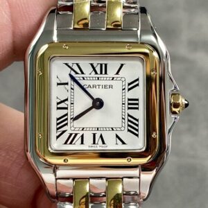 Cartier Panthère Ladies gold 27mm SS/YG  1:1 Best Edition white Dial on SS/YG Bracelet Ronda Quartz