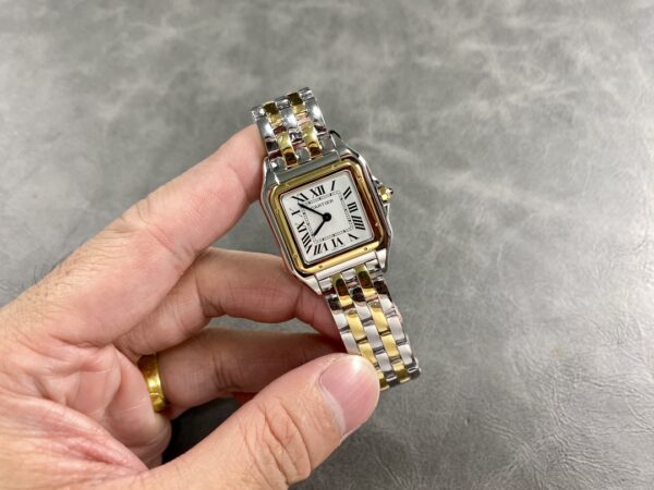 Cartier Panthère Ladies gold 27mm SS/YG  1:1 Best Edition white Dial on SS/YG Bracelet Ronda Quartz