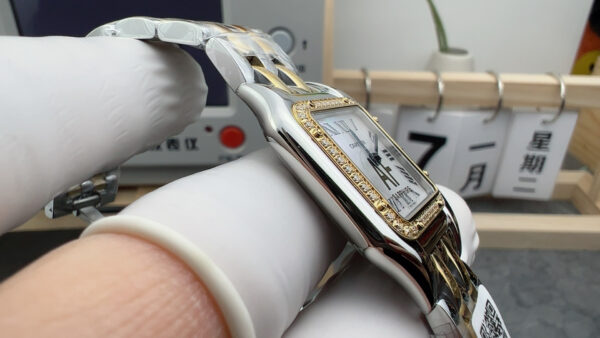 Cartier Panthère Ladies gold 27mm SS/YG  1:1 Best Edition Shells Dial on SS/YG Bracelet Ronda Quartz
